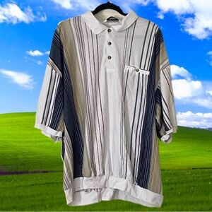 Palmland White and Blue Striped Polo 3x